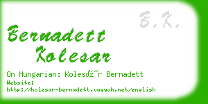 bernadett kolesar business card